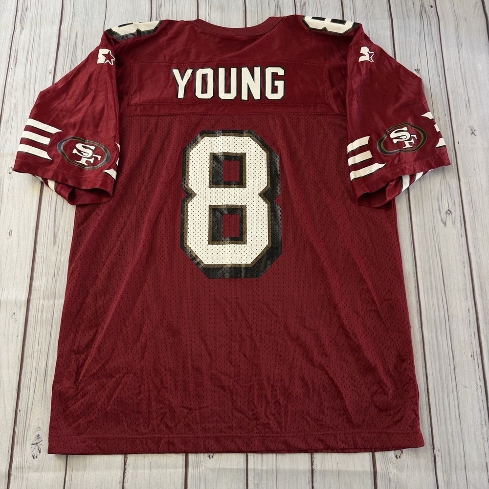 Vintage San Francisco 49ers Football Jersey Mens L Young 8 Red NFL Starter 90s